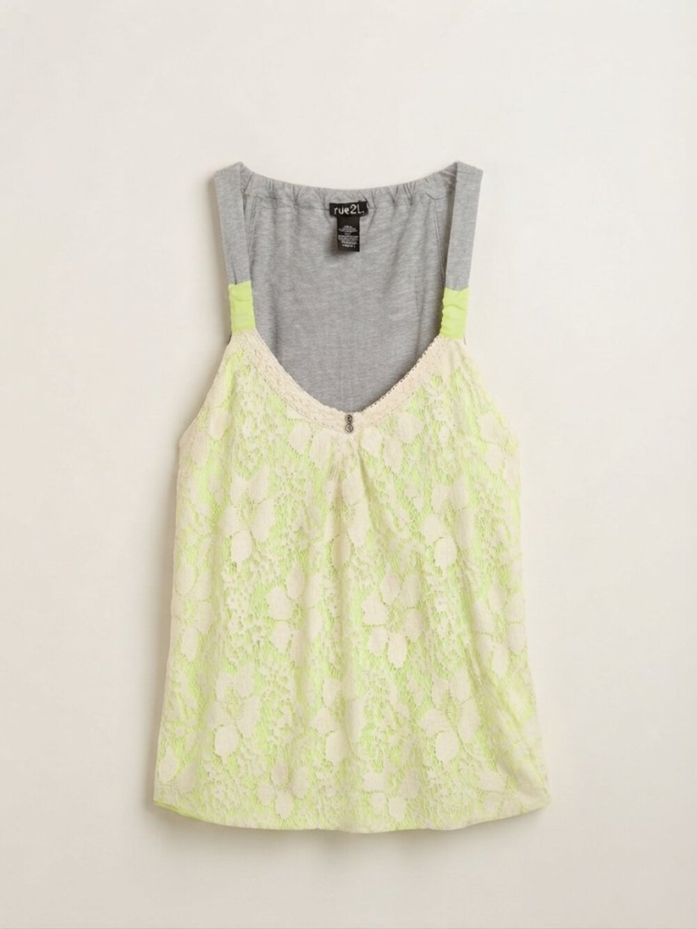 rue21 Neon  Lace Overlay Tank Top Size Large